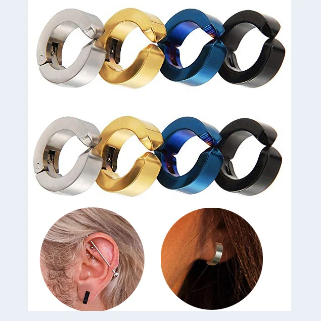 1 пара серьги клипсы медицинская сталь пряжки поддельный пирсинг уха пупка