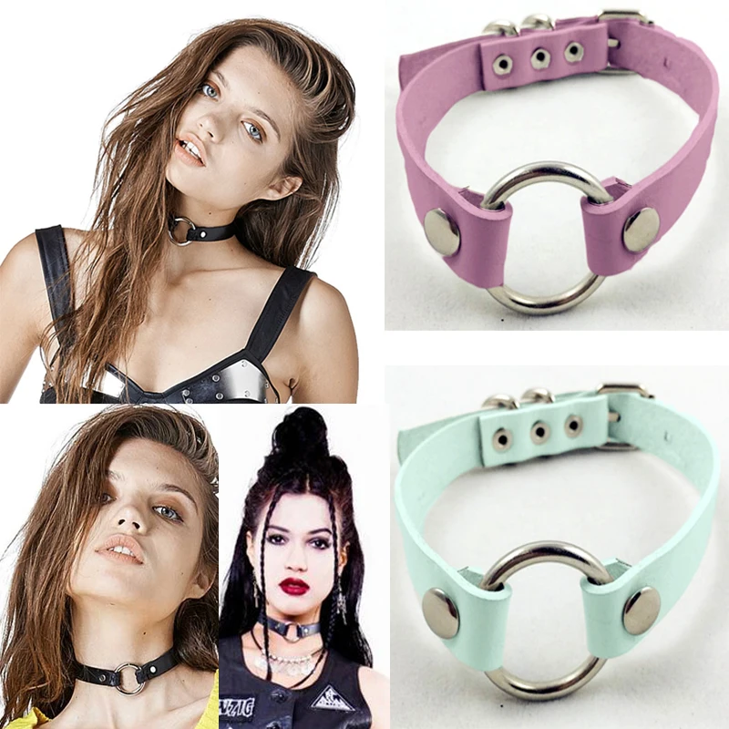 Модные женские кожаные чокер с круглым вырезом ручной работы в стиле Харадзюку