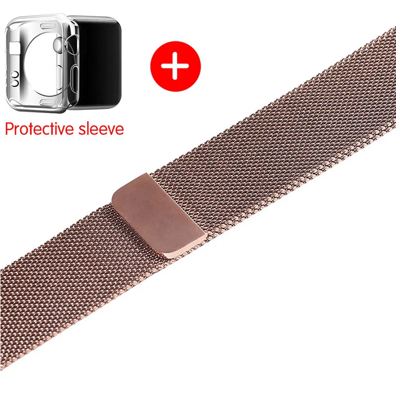 3-pink gold Ремешок для часов, Миланская петля, ремешок для apple watch, ремешок 42 мм/38/44/40 мм защитный slieeve Нержавеющая сталь металлический браслет ремешок для наручных часов iwatch, версия - Цвет ремешка: 3-pink gold