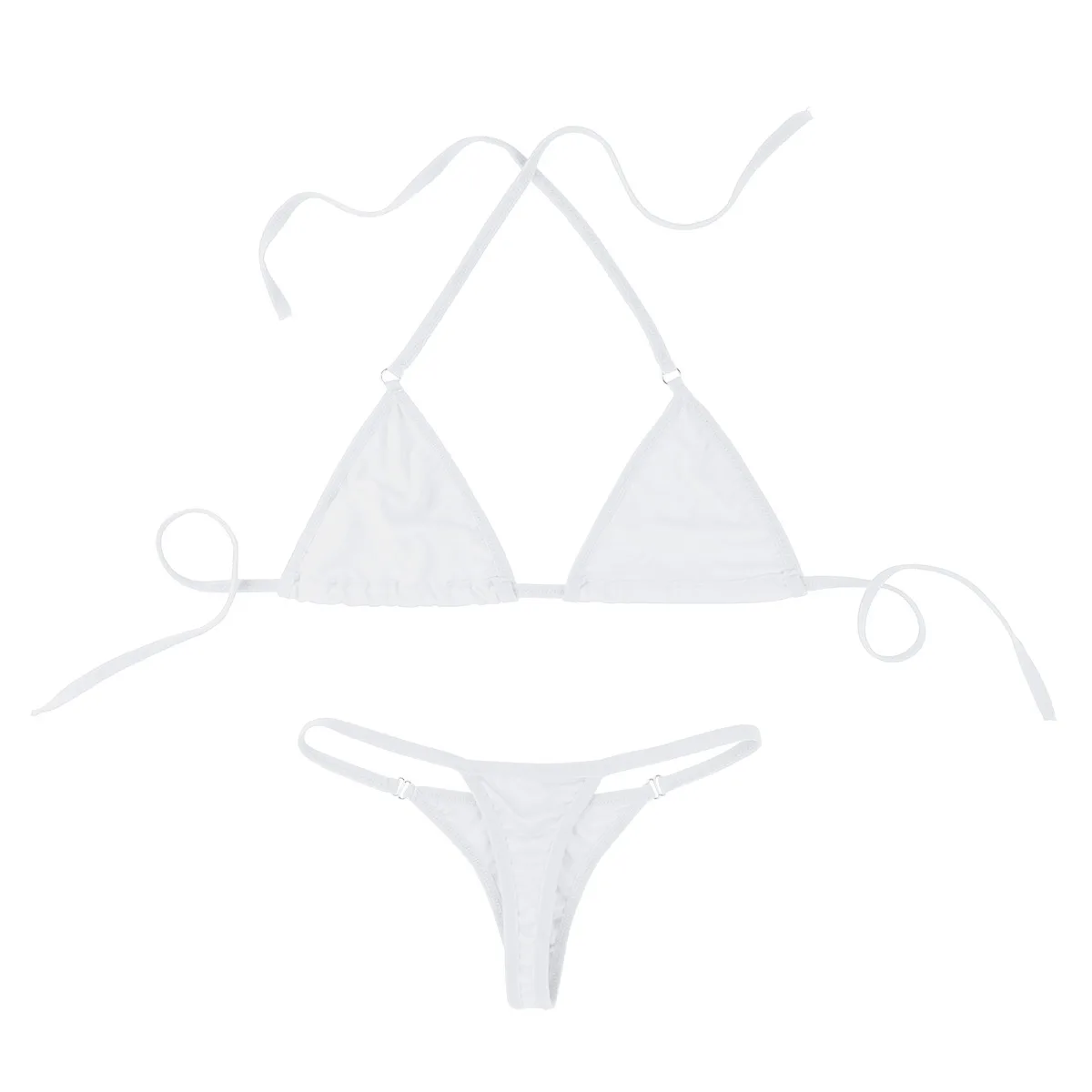 TiaoBug Women Sexy Lingerie Set Halter Mini Micro Bikini Bra Tops with G Strings Thong Briefs Tanga Underwear Swimsuit Beachwear