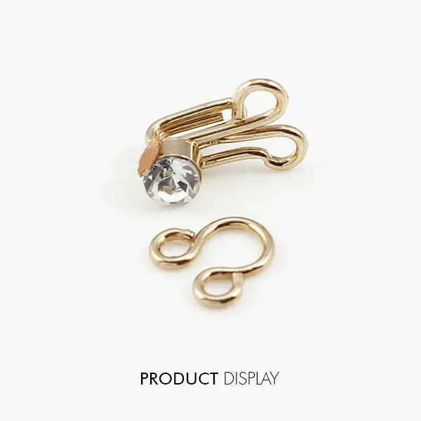 10 шт. прозрачные Стразы золотого цвета с крючком и глазами застежкой на талии