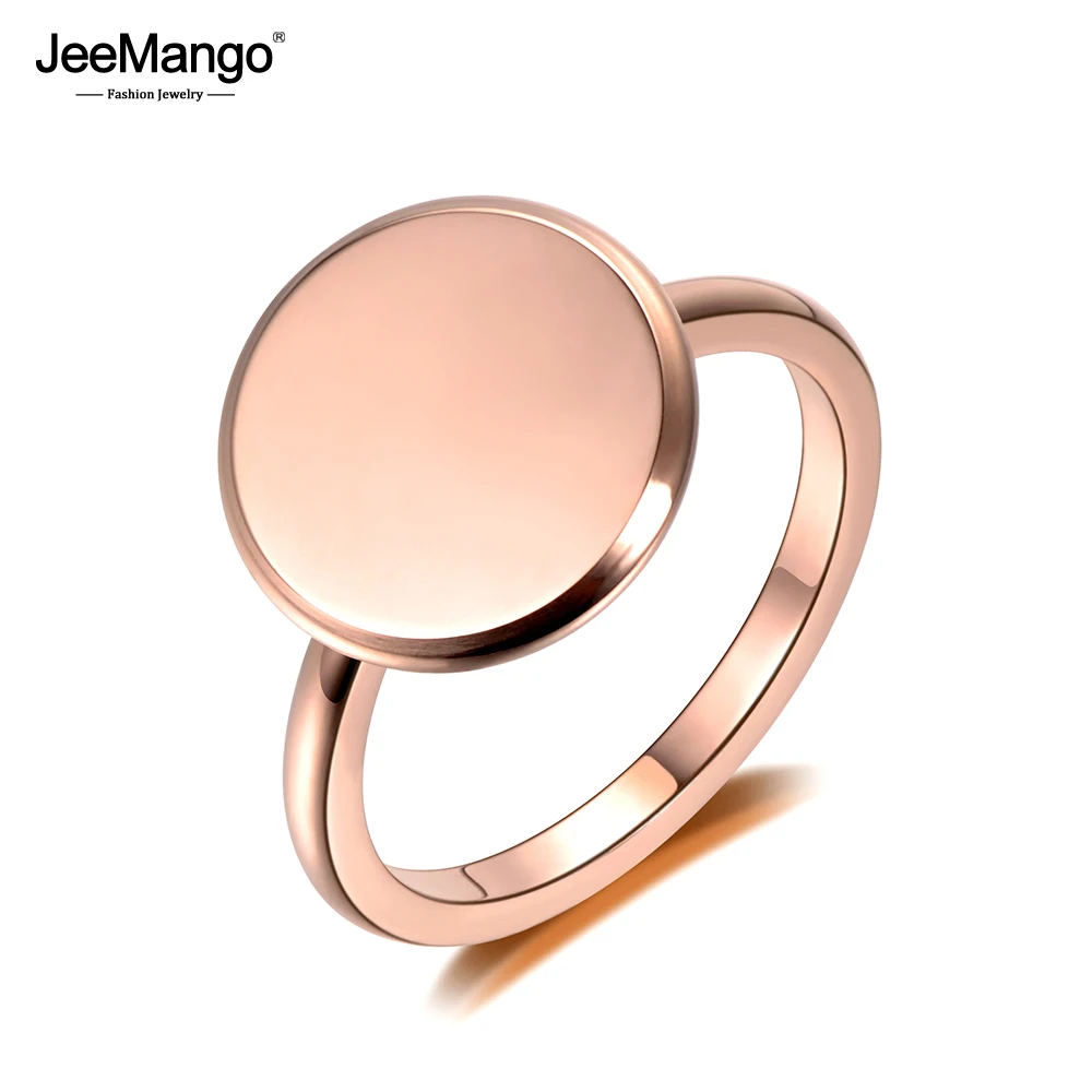 JeeMango модные розовые золотые полная луна кольца для женщин ювелирные изделия из