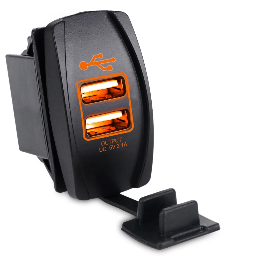 Оранжевый 12 v-24 v 3.1A Dual USB розетка Зарядное устройство Мощность адаптер Автомобиль Мотоцикл usb-прикуриватель, стилизованный под ручку адаптер Выход 2 Порты грузовик ATV Лодка - Название цвета: Оранжевый