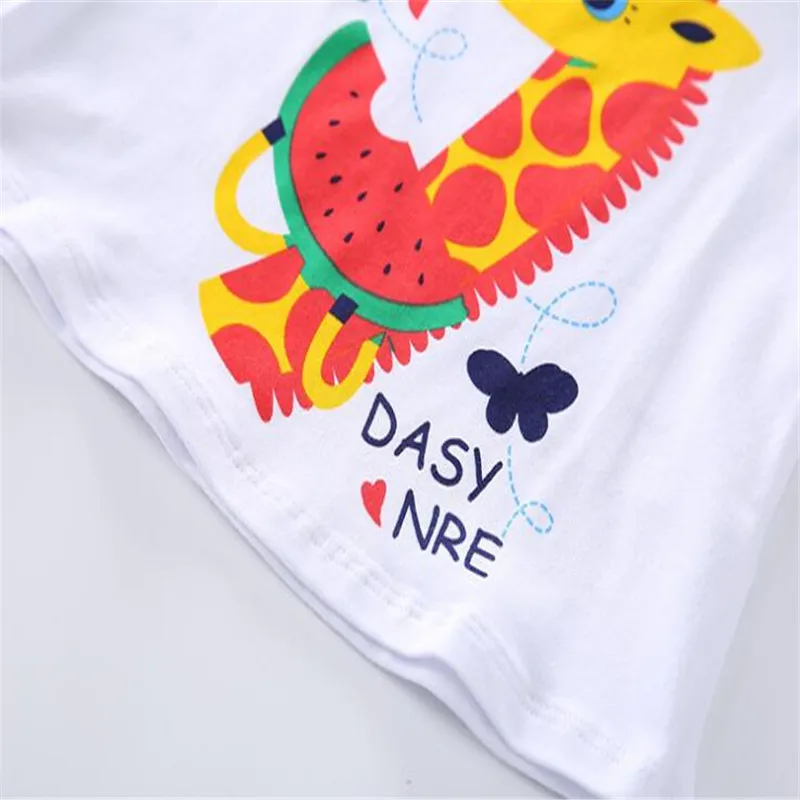 2020 летняя футболка для девочек с милым мультяшным жирафом дизайнерские