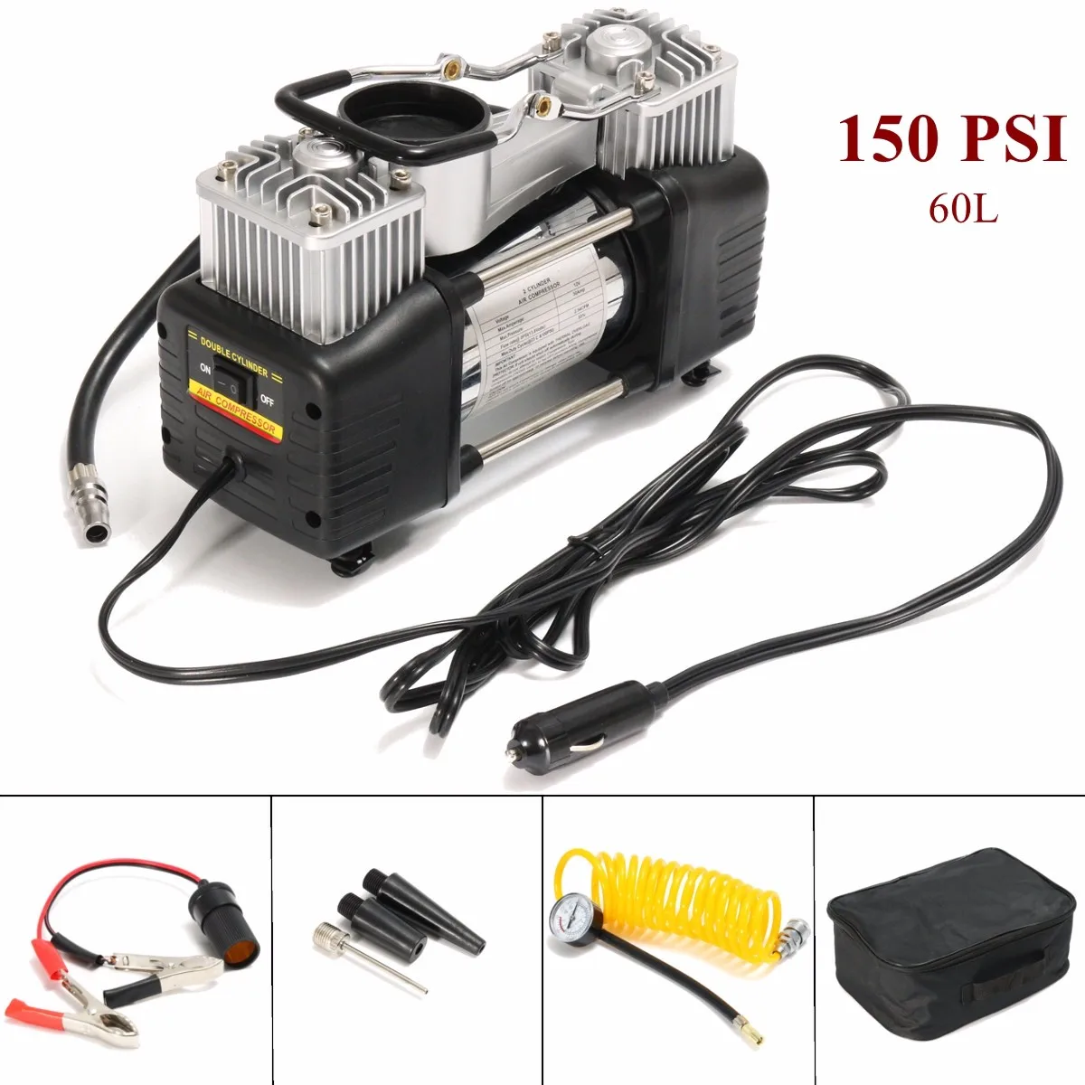 Offerte Hot Portatile DC 12 V Auto Del Gonfiatore Della Gomma 150PSI Auto Pompa Di Aria Auto Compressore Pesante Pneumatico 30Amp Set