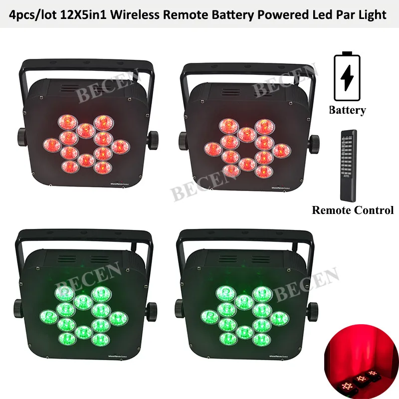 4 шт. 12x5in1 аккумулятор RGBWA питание Led Par свет дистанционное управление LED Uplight для