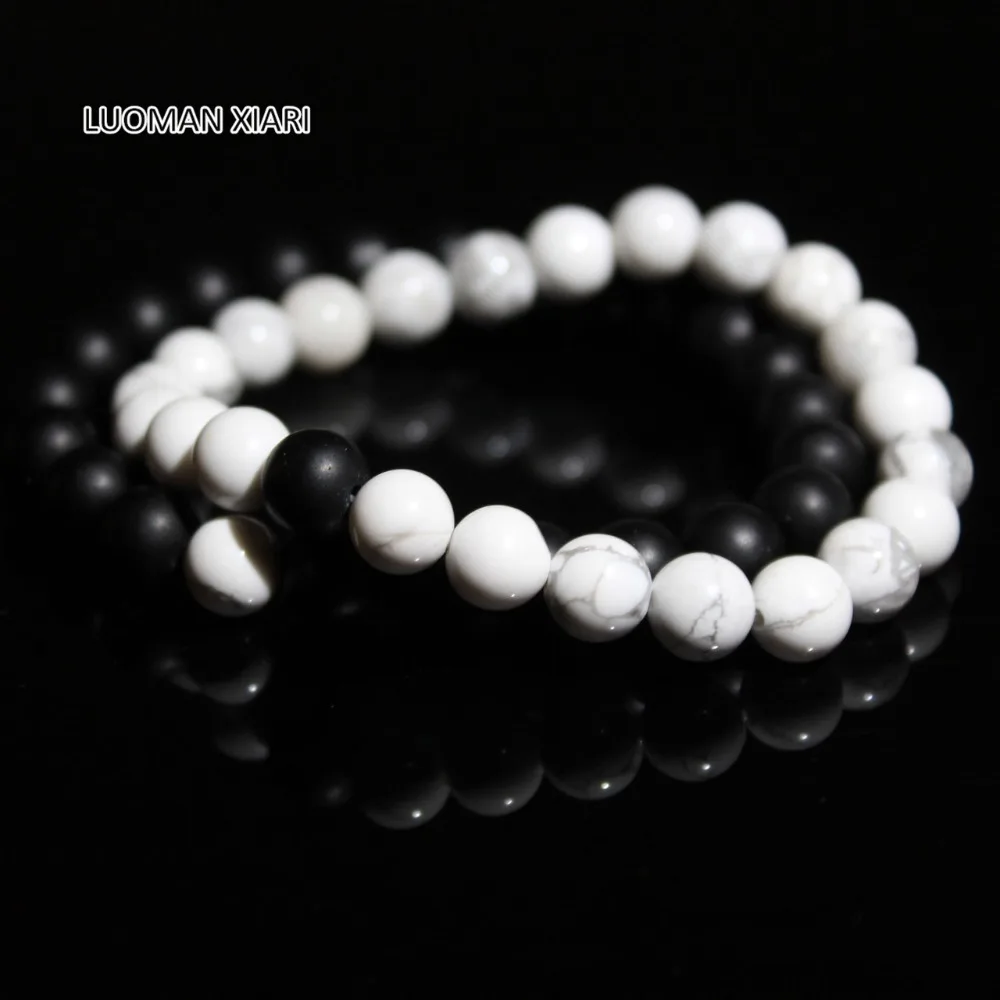 Оптовая продажа натуральные матовые черные бусы Howlite из камня Агата 2 шт./компл.