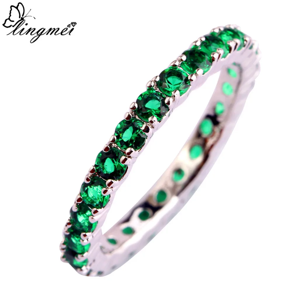 Женское кольцо с фианитом lingmei серебряное круглой формы класса ААА размер 6 13|jewelry