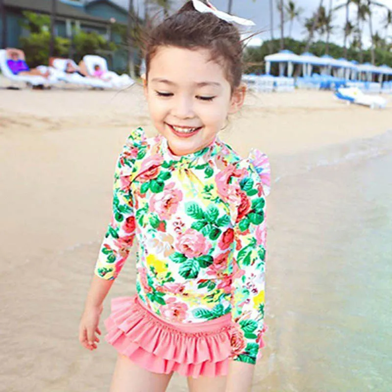 Купальник для девочек Раздельный купальный комплект летний из двух Костюм