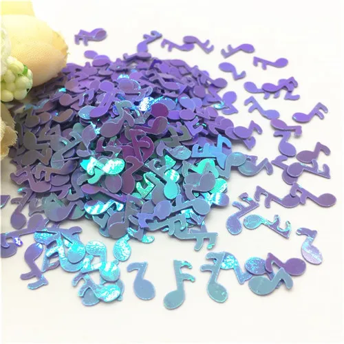AB purple Пайетки 4*9 мм в форме музыкальной ноты, ПВХ блестки для 3D дизайна ногтей, декор для маникюра, поделки своими руками, свадебные аксессуары, конфетти 20 г - Цвет: AB purple