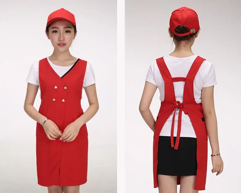 Фартук красота ногтей и детский магазин черный двубортный комбинезон фартук