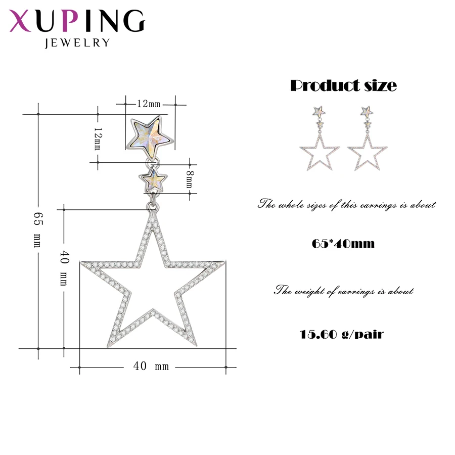 11,11 Xuping звезда серьги формы темперамент кристаллы от Swarovski Простые Ювелирные изделия для женщин рождественские подарки M67-20433