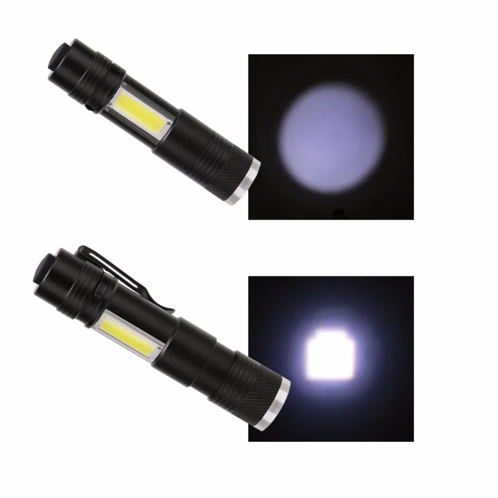 

LED Pen Lights Portable Mini LED Flashlight Torch XPE-R3+COB Flash Light 3800LM Work Hunting Lamp use AA or 14500 Battery