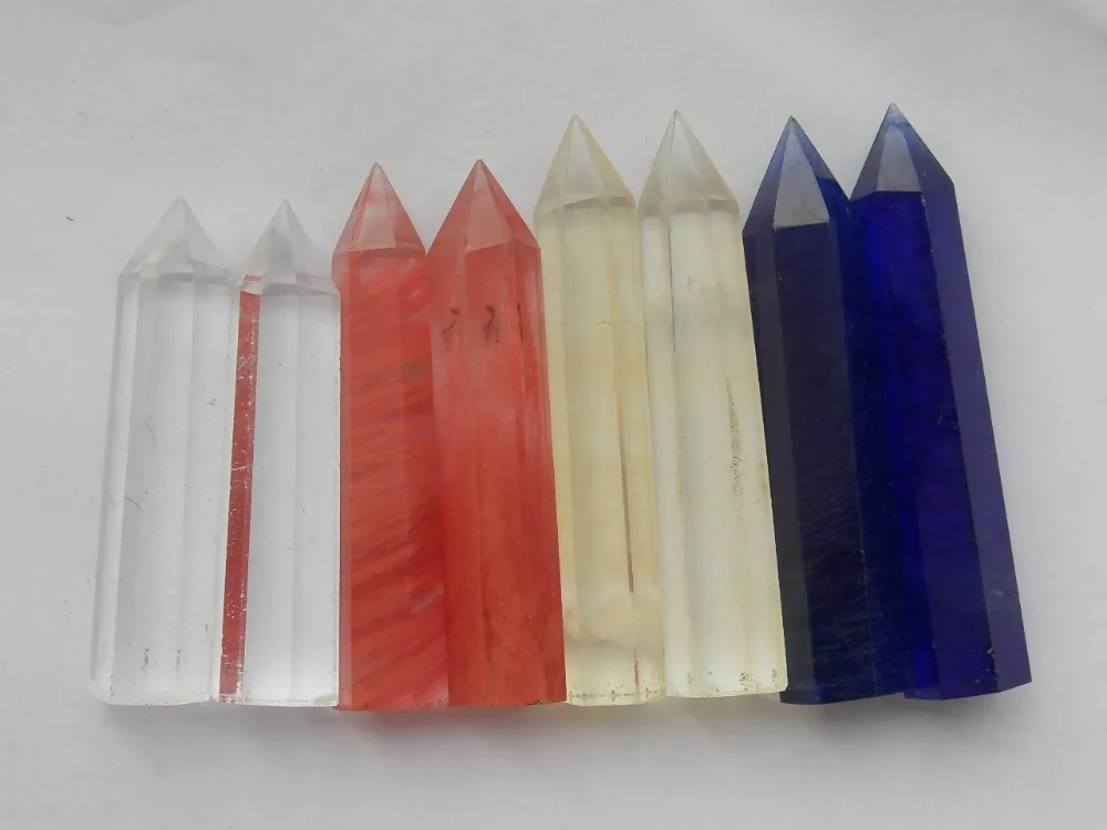 

8 Blue yellow Red, white SMELT QUARTZ CRYSTAL WAND POINT HEALING