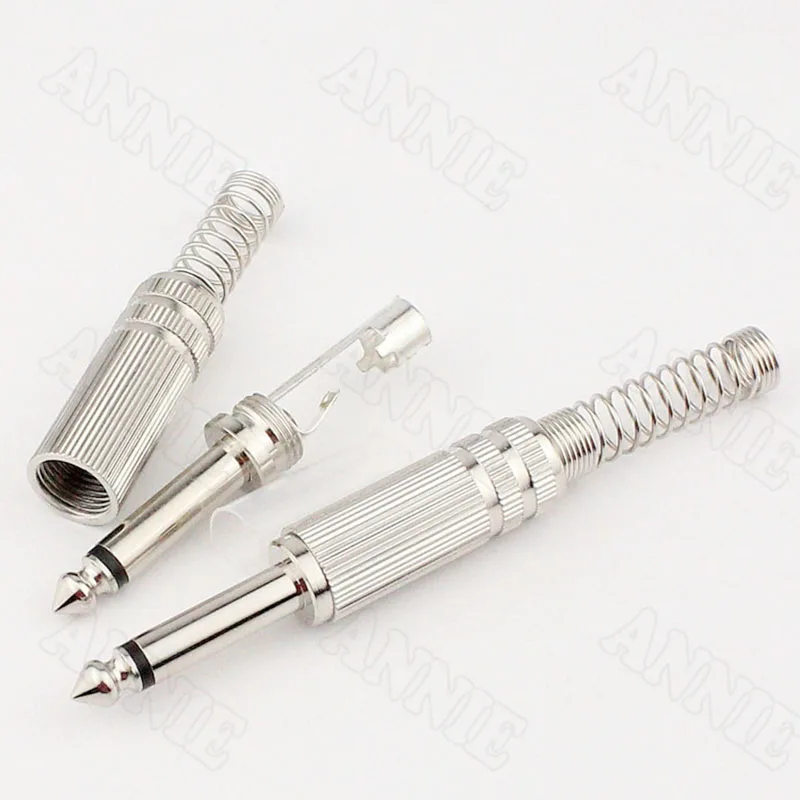 

50pcs/lot Enthusiast 6.5mm Plug Welding Type 6.5 Copper Male Plug 2 Pin 6.35 Mono Track Audio Connectors