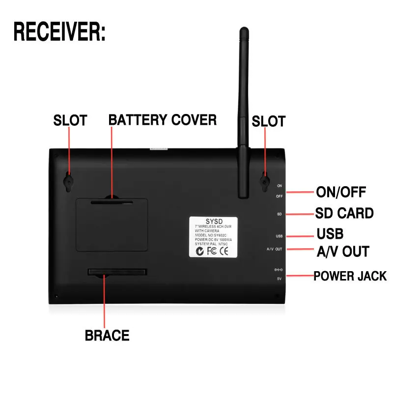 Беспроводная камера 7-дюймовый TFT цифровой 2 4G Аудио Видео Радионяня 4CH Quad DVR