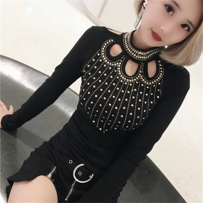 Алмазная Футболка женская Ropa женские футболки Feminina Camisetas Топы Футболка Roupas Femininas заклепки панк-рок Женская одежда футболки