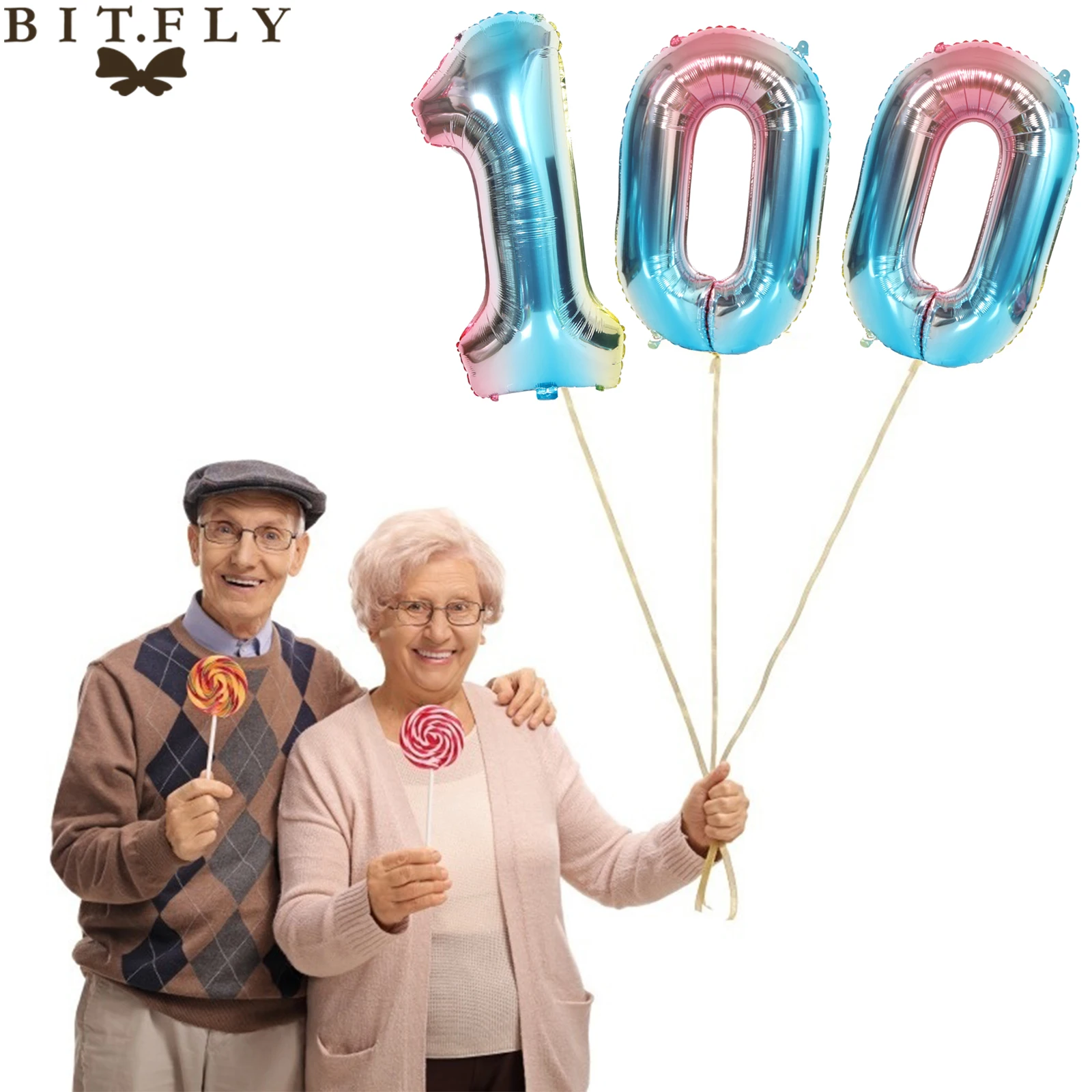 32-дюймовые шары из алюминиевой фольги с радужными цифрами для детского праздника