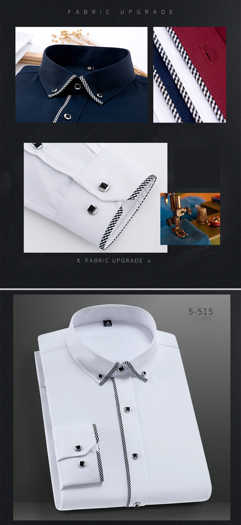 Men Dress Shirt Long Sleeve Slim Brand Man Shirts Designer High Quality Solid Male Clothing Fit Business Shirts 5XL MS033