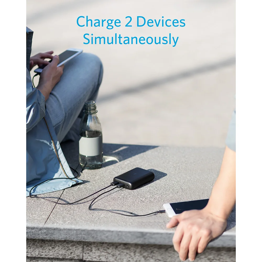 Anker PowerCore 15000 компактный внешний аккумулятор с 2 портами мАч технология PowerIQ и