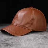 leather casual hat mens fashion genuine leather baseball cap fall winter middle aged elderly male outdoor fashion hats h6994