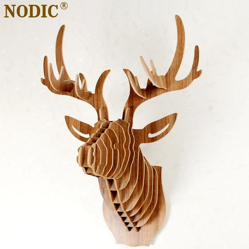 NODIC голова оленя украшение для дома настенное искусство сделай сам деревянный