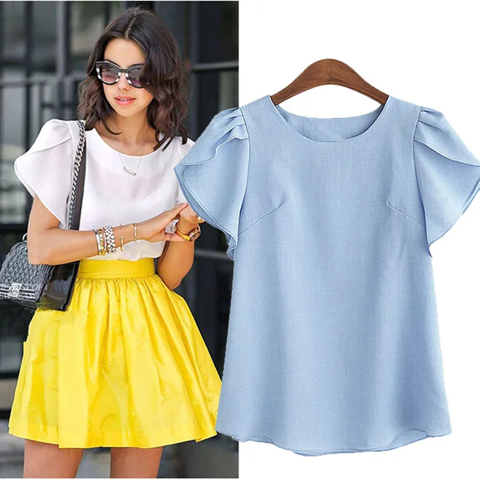 Блузка женская с рукавами-бабочками повседневная элегантная рубашка Большие