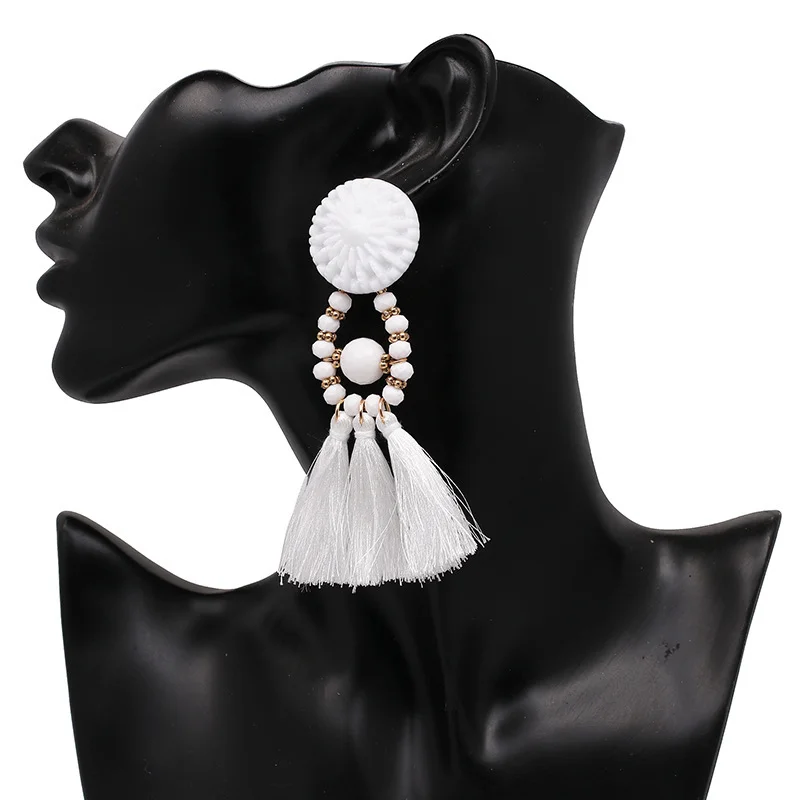 QingWen 9 Colors Boho Long Drop Dangle Fringe Earrings Vintage Women Tassel Jewelry Female Accessories CA3056/W | Украшения и