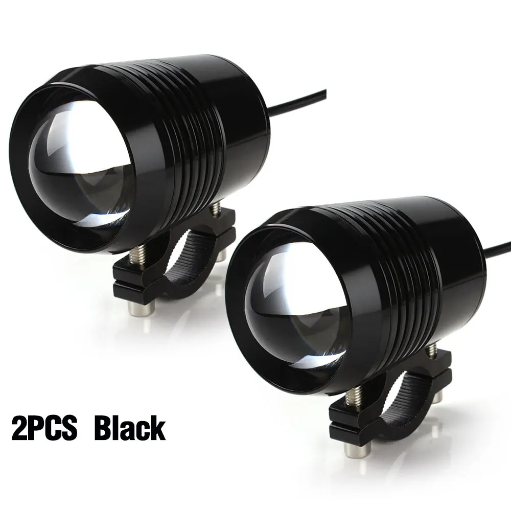 2PCS Black 2 шт. мотоциклетный головной светильник U2 1200лм 30 Вт Высокий Низкий Светодиодный прожектор для вождения, головной светильник, налобный светильник черного и серебристого цвета - Цвет: 2PCS Black