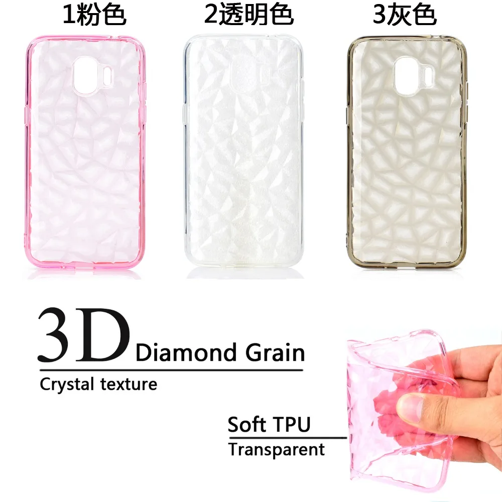 For Samsung J2pro 2018 case 3D Diamond pattern soft TPU silicone Transparent for J2 pro shockproof shell back cover |