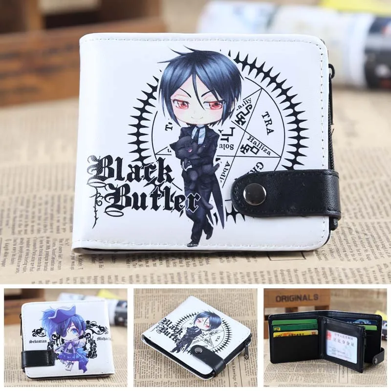 Black Butler Аниме мультфильм Кнопка короткий двойной pu Кошелек Черный Дворецкий Тоторо Наруто гинтама атака на Титанов L держатель слоев портмоне - Цвет: Black Butler