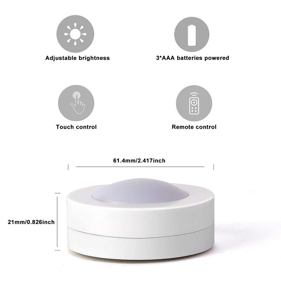 Warm white+White Double Color Dimmable Touch Sensor LED Under Cabinets lights Wireless LED Puck Lights led Closet Kitchen Lights