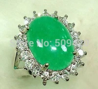 hot sell green natural stone crystal ring size 6 7 8 9 bridal jewelry free shipping