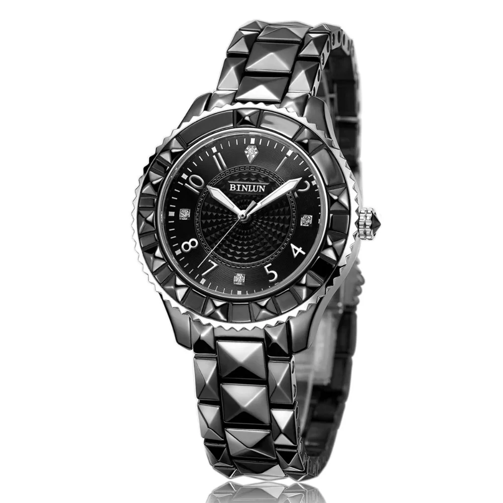 BINLUN Мужские кварцевые часы со стразами в стиле панк водонепроницаемые