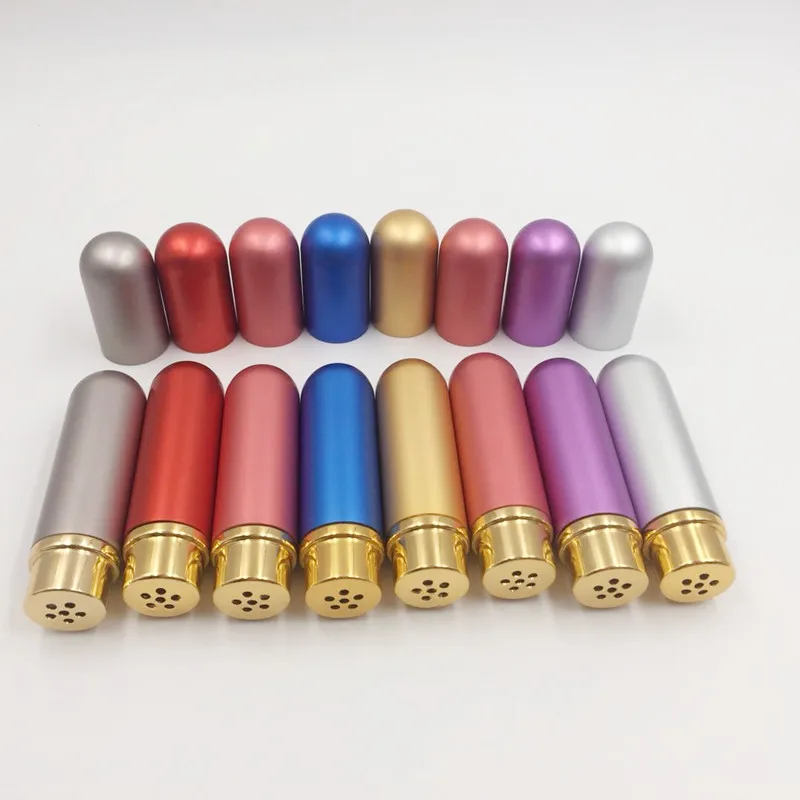 

10pcs/lot 5ml Colored Aluminum Nasal Inhaler with high quality white cotton wicks, aromatherapy metal inhaler for essential oils