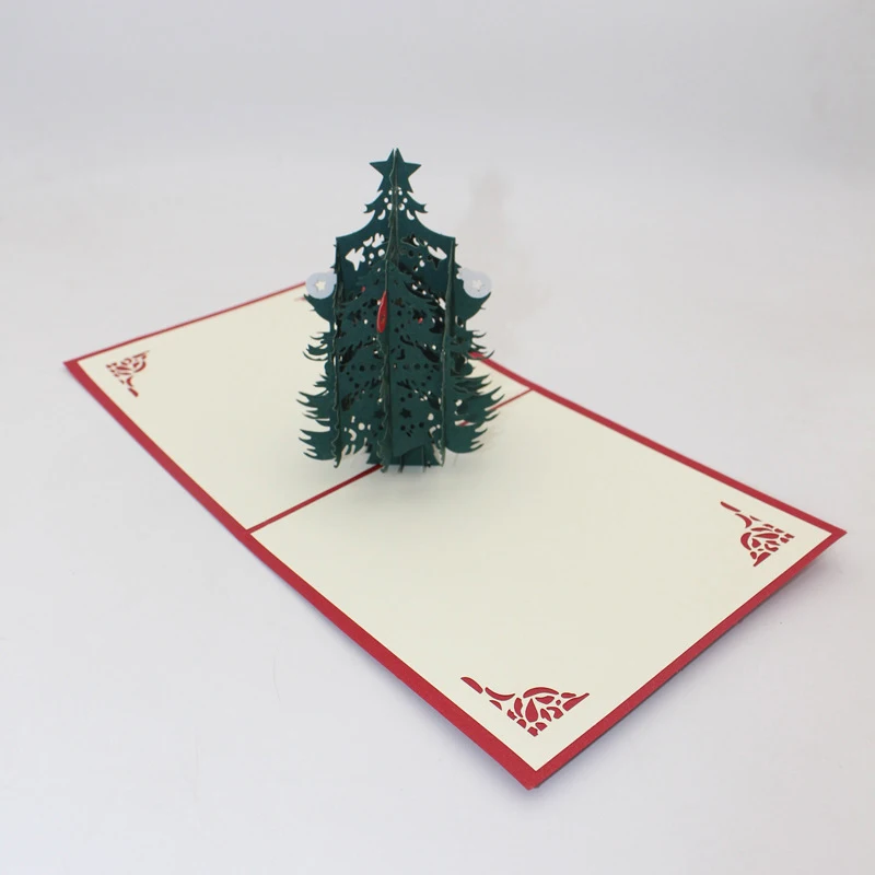3D Ручная работа 2019 счастливая Рождественская елка из зеленой Кедровой бумаги