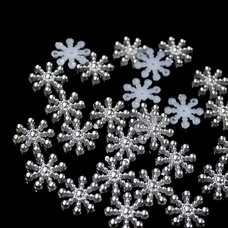 

100Pcs Snowflake Flatback Pearl Embellishments Christmas Craft Christmas Wedding Decoration Cardmaking Qtys Embellishment