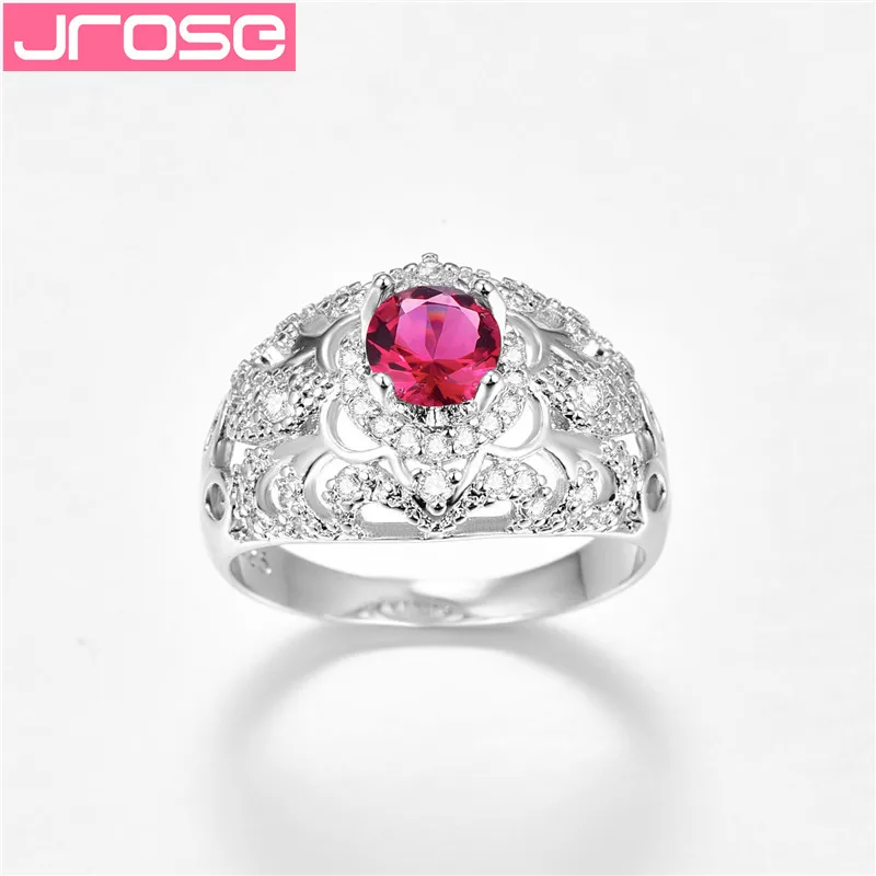 Кольца JROSE с красивым кубическим цирконием цветок женское белое Серебряное