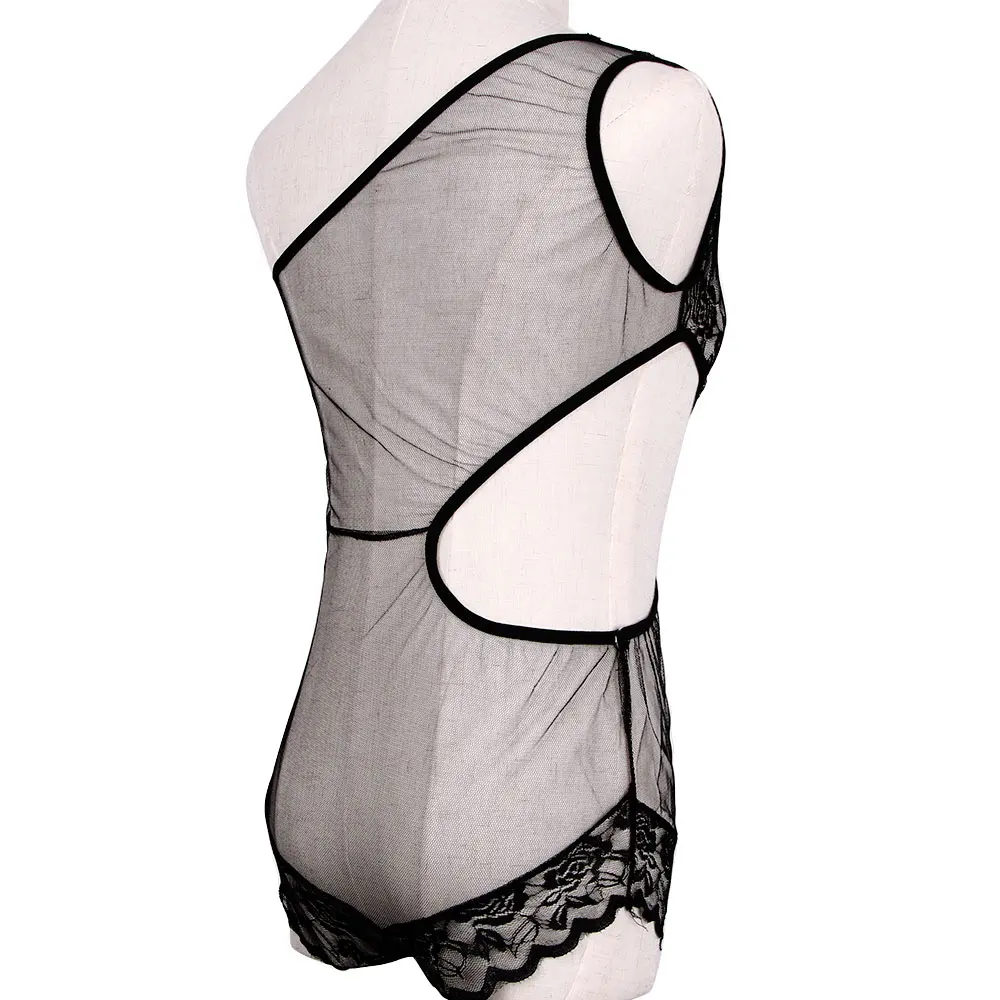 Sexy Women Bodysuit Lingerie Floral Lace Transparent Babydoll Black Mesh Sheer Nightwear Exotic Sleepwear | Тематическая одежда и