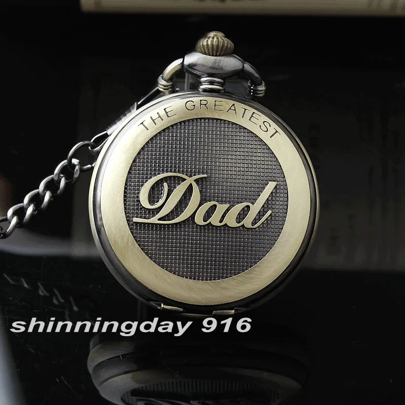 

Hot Fashion Jewelry ''THE GREATEST DAD'' Retro Necklace Pocket watch vintage Men's Father's Day Daddy Papa nana Birthday Gift