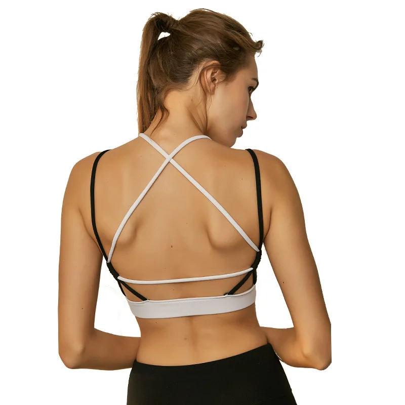 Sexy Cross Double Straps Fitness Yoga Bras Crop Top Women Push Up Gym Running Sport Tops Brassiere with Removable Pads | Спорт и
