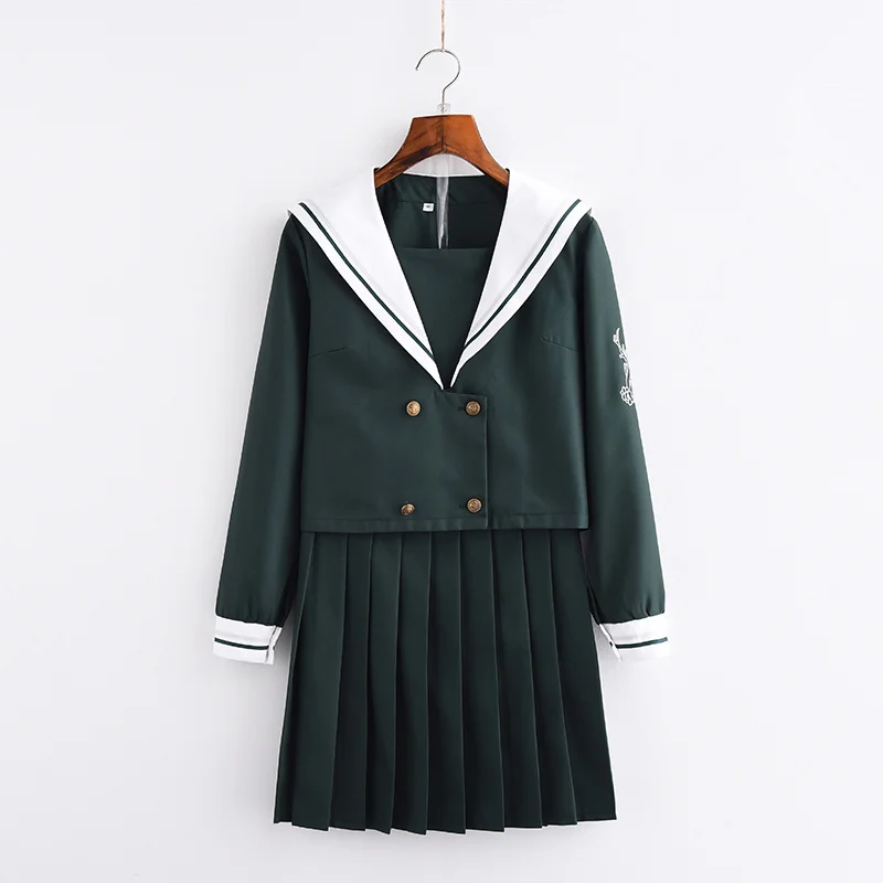 Японская школьная форма JK рубашка с длинным рукавом и плиссированная юбка