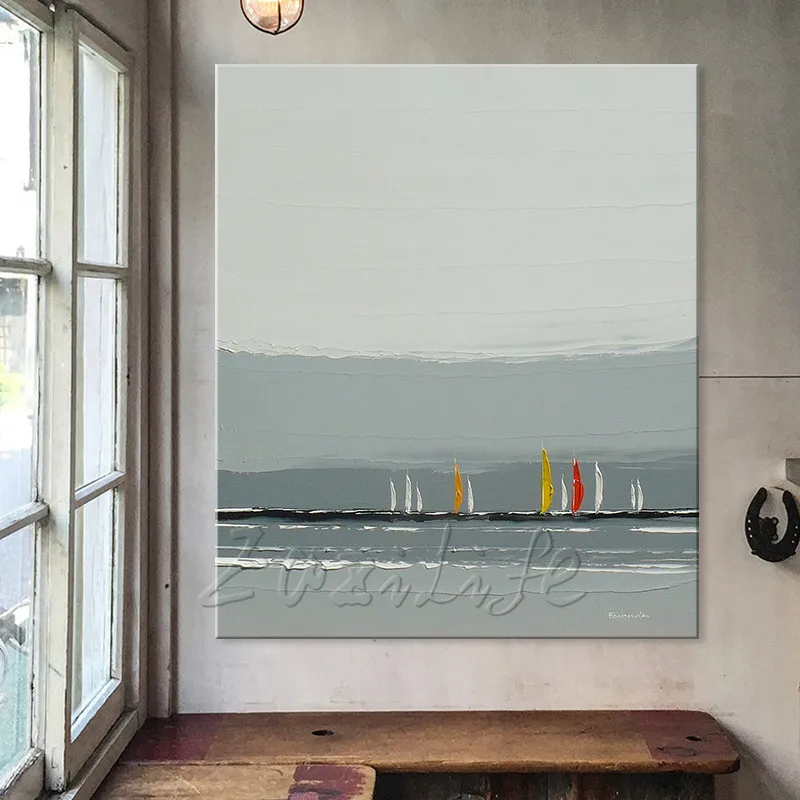 Ручная роспись холст картины маслом дешевые большая лодка современная