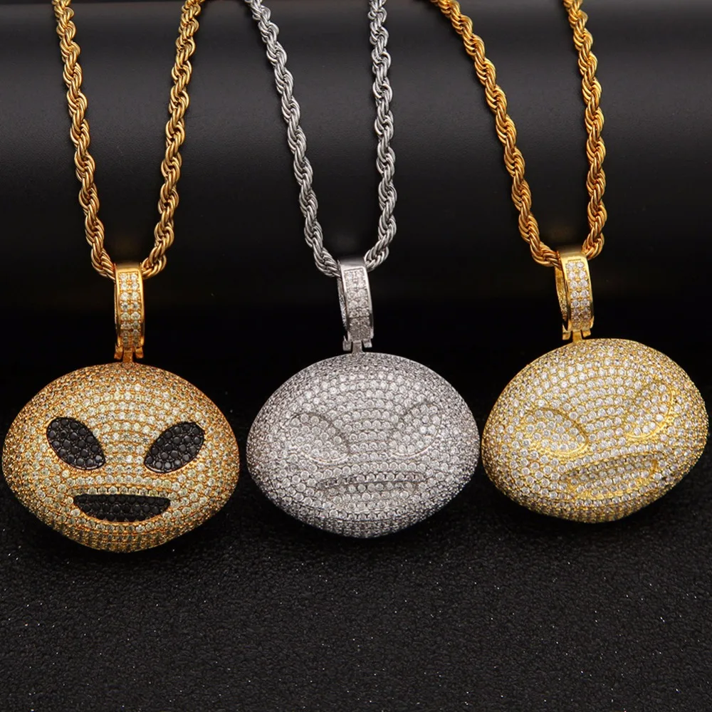 В стиле хип хоп Полный AAA CZ Циркон с твердым покрытием Bling лед из Alien Кулоны