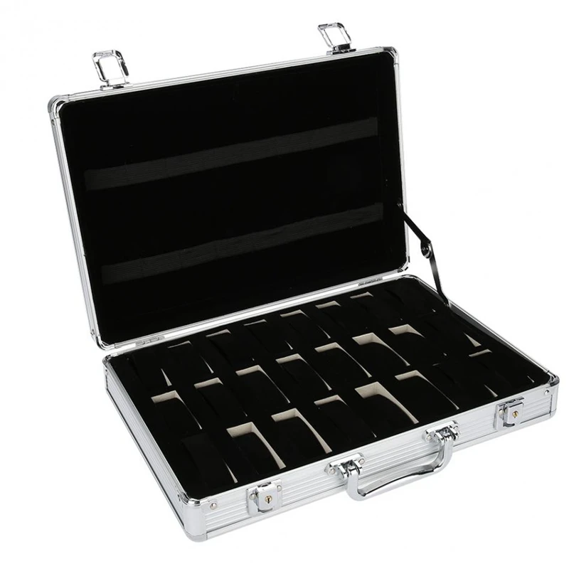 24 Grid Aluminum Suitcase Case Display Storage Box Watch Bracket Clock | Наручные часы