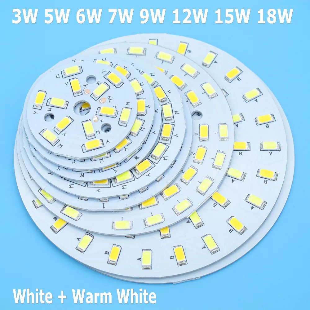 Двухцветная температура SMD5730 LED PCB 3 Вт 5 6 7 9 12 15 18 белый теплый источник света для