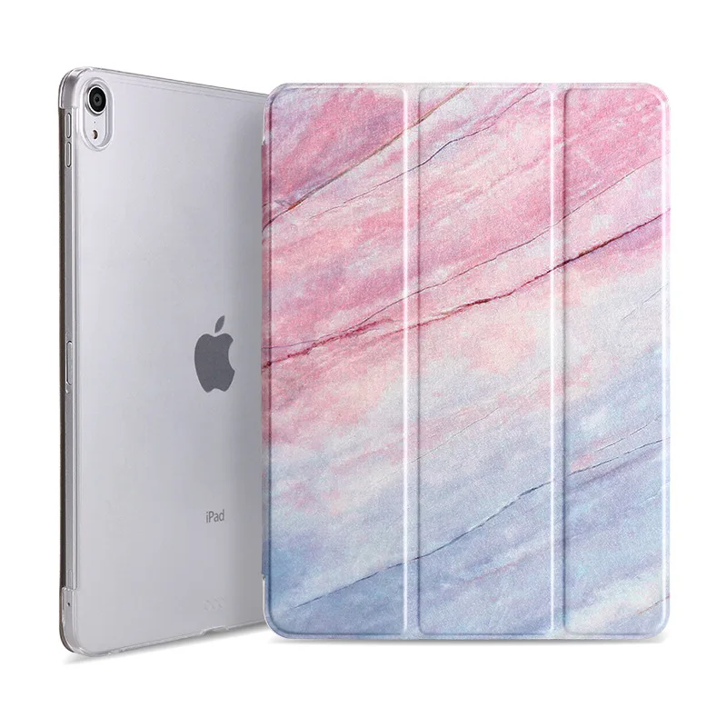 Чехол с мраморной текстурой для IPad Pro 11, чехол с функцией автоматического сна из искусственной кожи, трехслойный смарт-чехол для IPad 11, чехол Funda