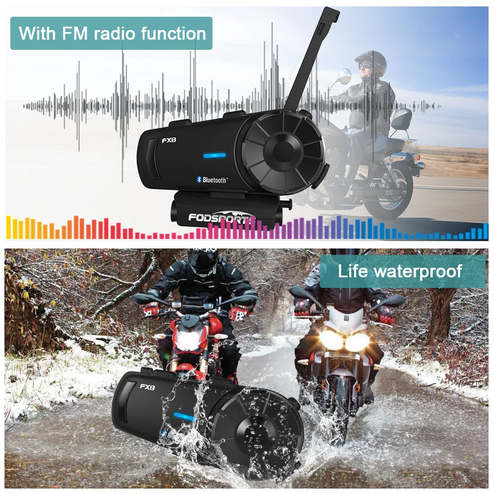 2шт Fodsports Fx8 Bluetooth Интерком Мотоциклетный шлем Беспроводной наушник BT Интерфон FM