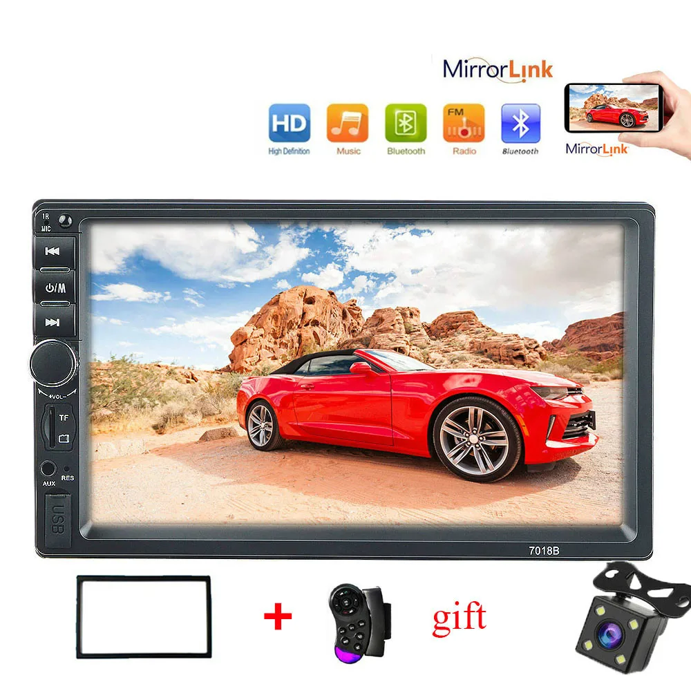 Автомагнитола с сенсорным экраном HD 7 &quot 2 Din Bluetooth Usb камера заднего вида Mp5