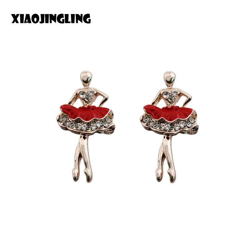 XIAOJINGLING элегантные балетные танцевальные серьги для молодой женщины хрустальные